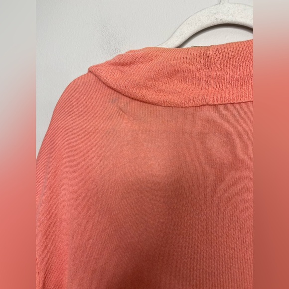 Garnet Hill Peach Ruffle Long Line Open Cardigan XL Cashmere Cotton Lounge - Picture 8 of 10